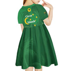 Australia Cocos Keeling Islands Kid Short Sleeve Dress Southern Cross Palm Tree Pattern - Aussie Hoodie