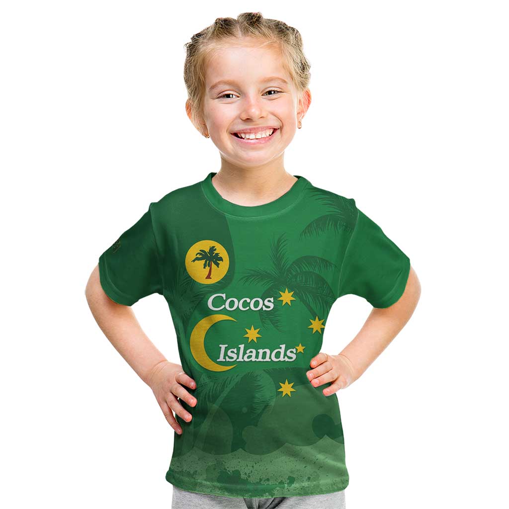 Australia Cocos Keeling Islands Kid T Shirt Southern Cross Palm Tree Pattern - Aussie Hoodie