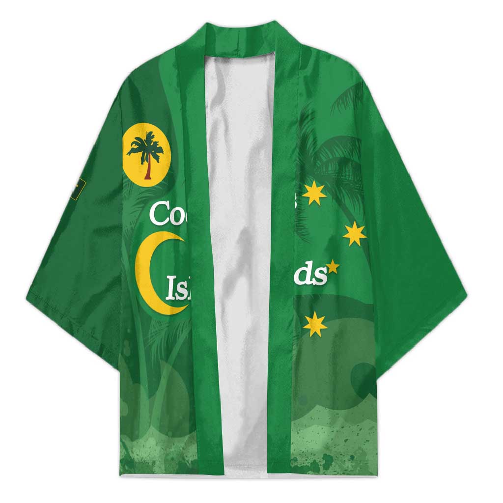 Australia Cocos Keeling Islands Kimono Southern Cross Palm Tree Pattern - Aussie Hoodie