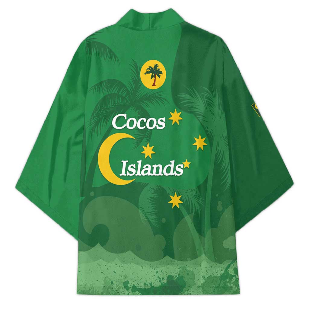 Australia Cocos Keeling Islands Kimono Southern Cross Palm Tree Pattern - Aussie Hoodie
