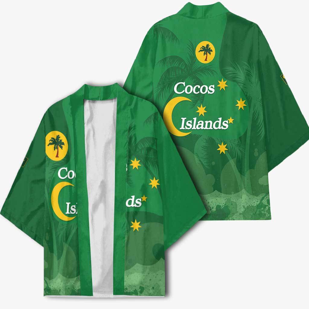 Australia Cocos Keeling Islands Kimono Southern Cross Palm Tree Pattern - Aussie Hoodie