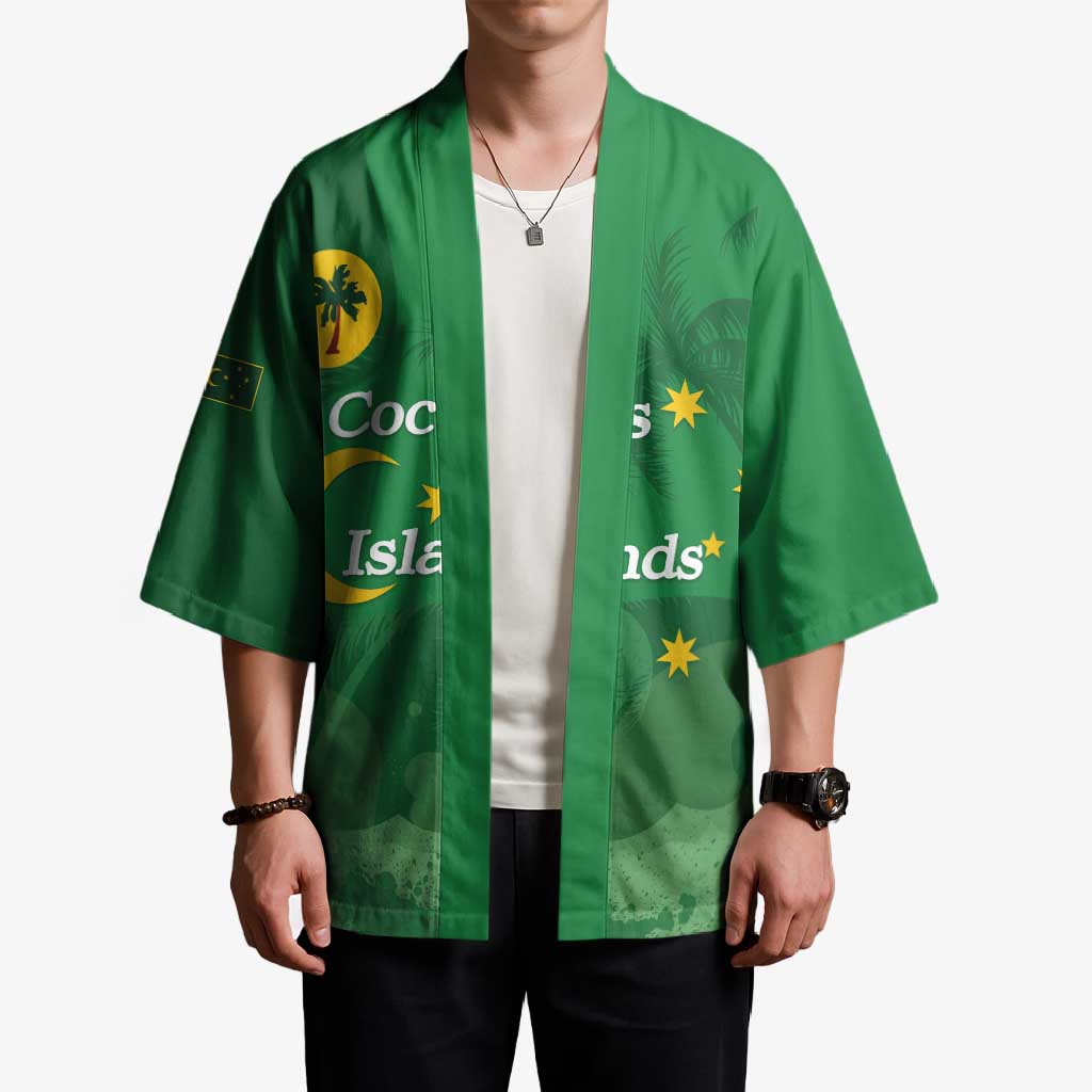 Australia Cocos Keeling Islands Kimono Southern Cross Palm Tree Pattern - Aussie Hoodie