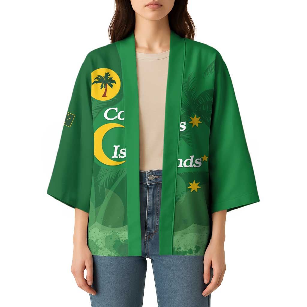 Australia Cocos Keeling Islands Kimono Southern Cross Palm Tree Pattern - Aussie Hoodie