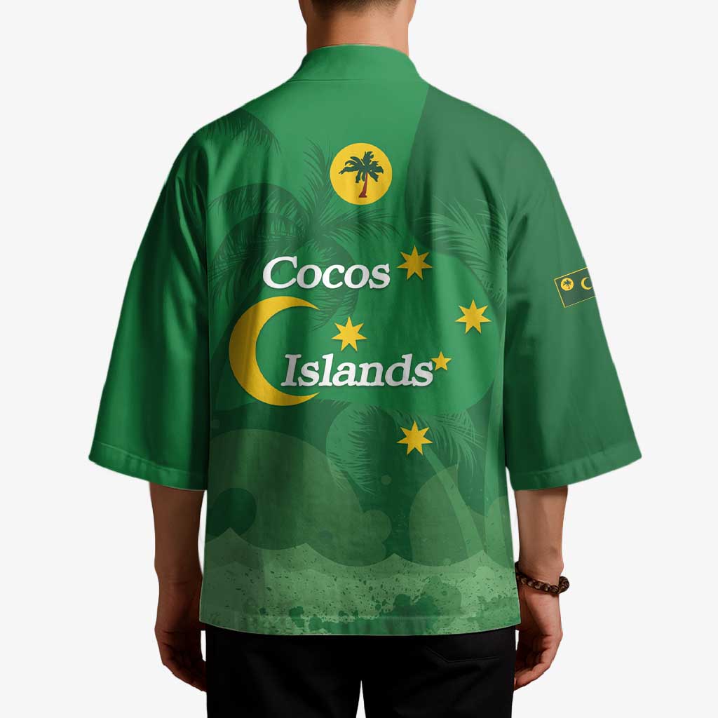 Australia Cocos Keeling Islands Kimono Southern Cross Palm Tree Pattern - Aussie Hoodie