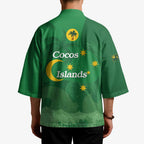 Australia Cocos Keeling Islands Kimono Southern Cross Palm Tree Pattern - Aussie Hoodie
