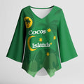 Australia Cocos Keeling Islands Kimono Sleeve Blouse Southern Cross Palm Tree Pattern - Aussie Hoodie