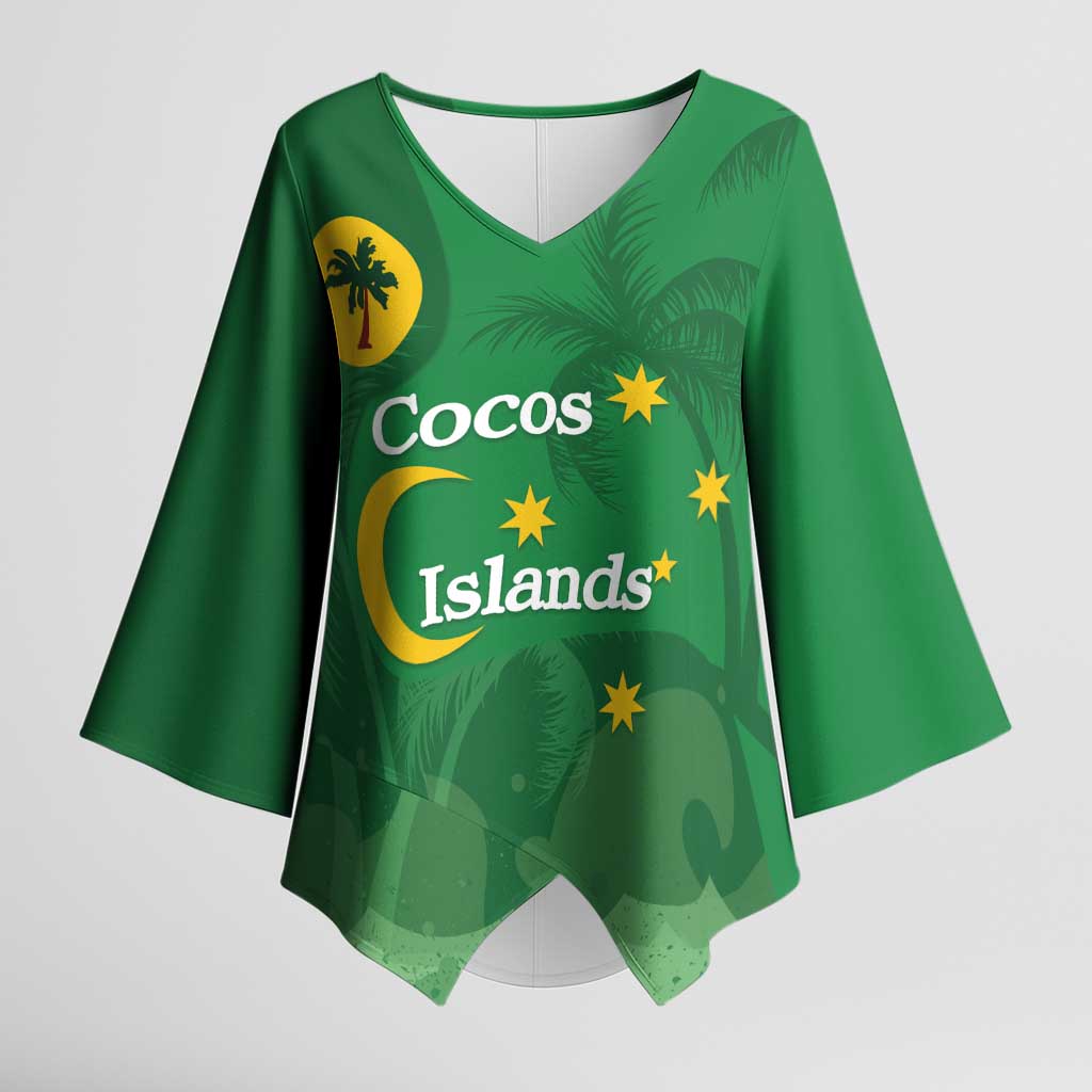 Australia Cocos Keeling Islands Kimono Sleeve Blouse Southern Cross Palm Tree Pattern - Aussie Hoodie