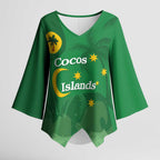 Australia Cocos Keeling Islands Kimono Sleeve Blouse Southern Cross Palm Tree Pattern - Aussie Hoodie