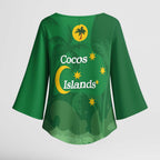 Australia Cocos Keeling Islands Kimono Sleeve Blouse Southern Cross Palm Tree Pattern - Aussie Hoodie