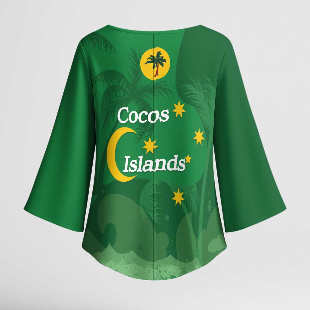Australia Cocos Keeling Islands Kimono Sleeve Blouse Southern Cross Palm Tree Pattern - Aussie Hoodie