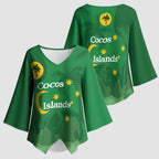 Australia Cocos Keeling Islands Kimono Sleeve Blouse Southern Cross Palm Tree Pattern - Aussie Hoodie