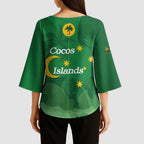 Australia Cocos Keeling Islands Kimono Sleeve Blouse Southern Cross Palm Tree Pattern - Aussie Hoodie