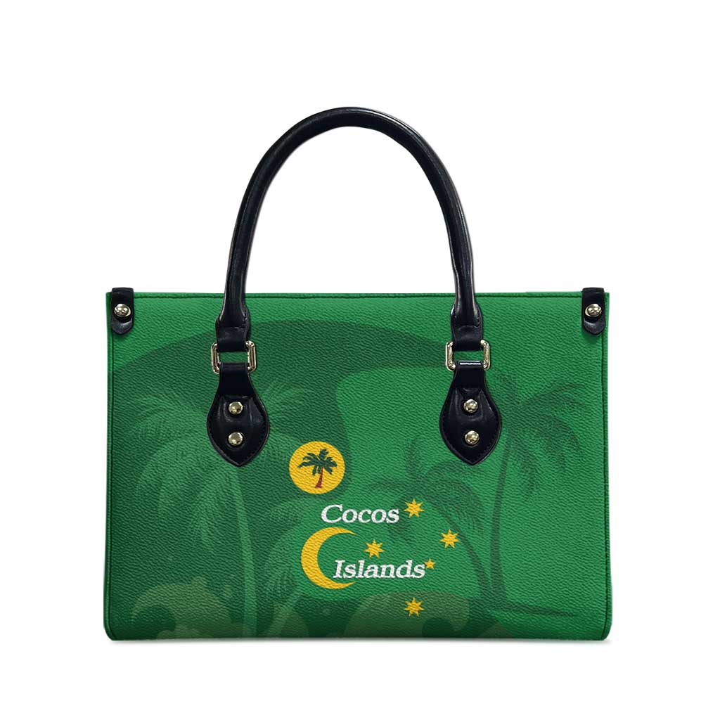 Australia Cocos Keeling Islands Leather Bag Southern Cross Palm Tree Pattern - Aussie Hoodie