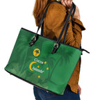 Australia Cocos Keeling Islands Leather Tote Bag Southern Cross Palm Tree Pattern - Aussie Hoodie