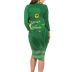 Australia Cocos Keeling Islands Long Sleeve Bodycon Dress Southern Cross Palm Tree Pattern - Aussie Hoodie