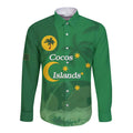 Australia Cocos Keeling Islands Long Sleeve Button Shirt Southern Cross Palm Tree Pattern - Aussie Hoodie