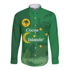 Australia Cocos Keeling Islands Long Sleeve Button Shirt Southern Cross Palm Tree Pattern - Aussie Hoodie