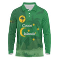 Australia Cocos Keeling Islands Long Sleeve Polo Shirt Southern Cross Palm Tree Pattern - Aussie Hoodie