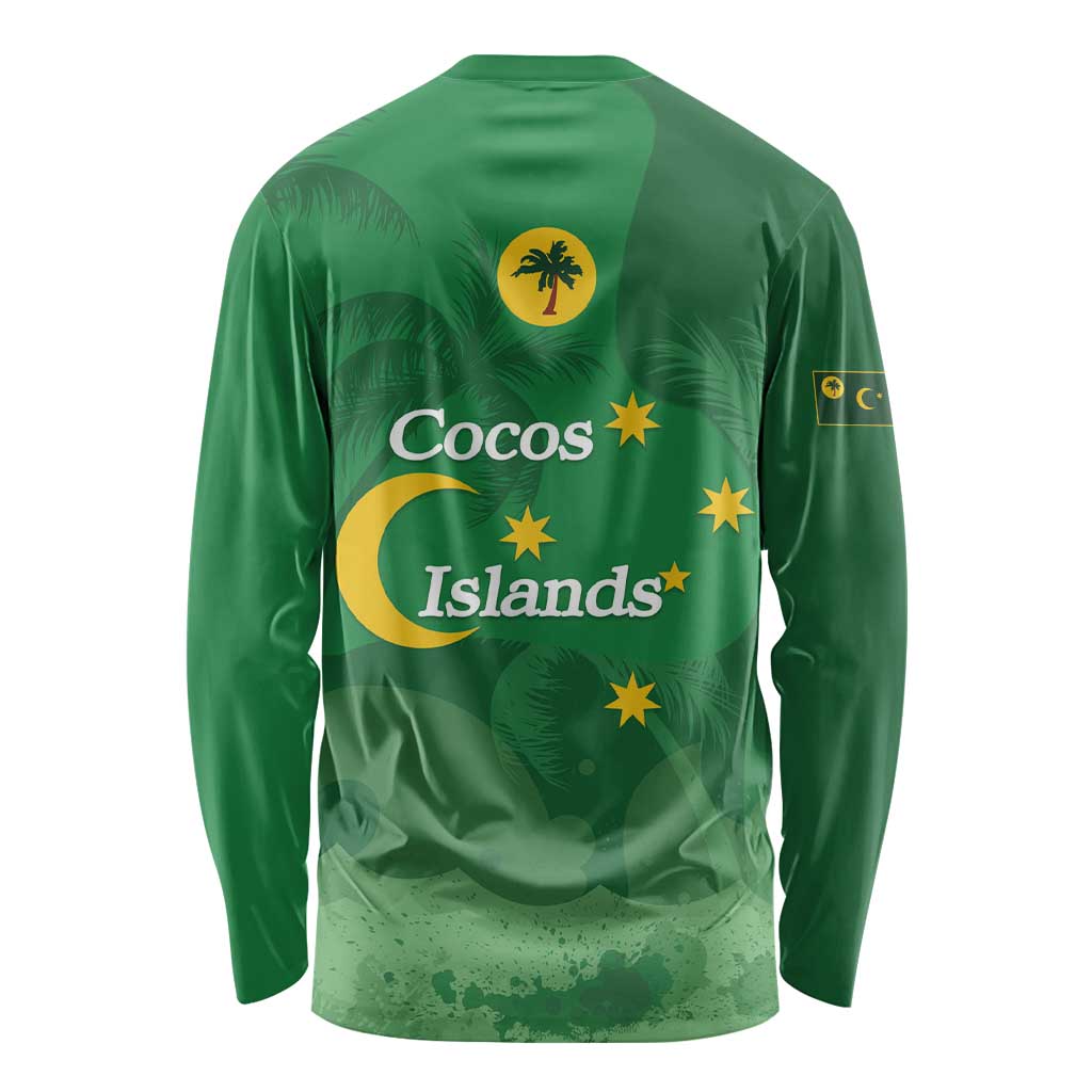 Australia Cocos Keeling Islands Long Sleeve Shirt Southern Cross Palm Tree Pattern - Aussie Hoodie