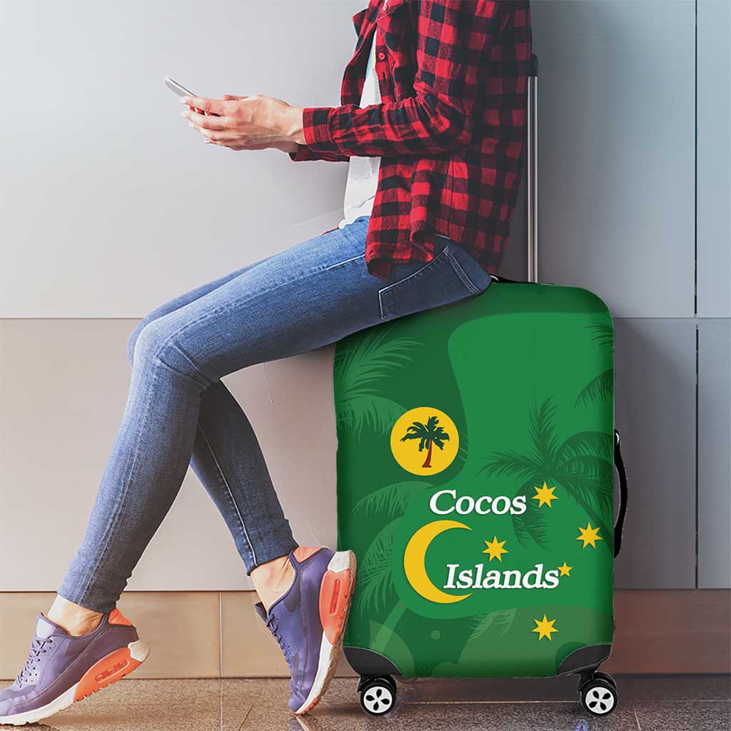 Australia Cocos Keeling Islands Luggage Cover Southern Cross Palm Tree Pattern - Aussie Hoodie
