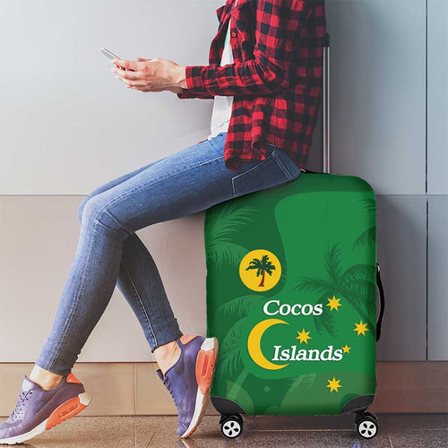 Australia Cocos Keeling Islands Luggage Cover Southern Cross Palm Tree Pattern - Aussie Hoodie