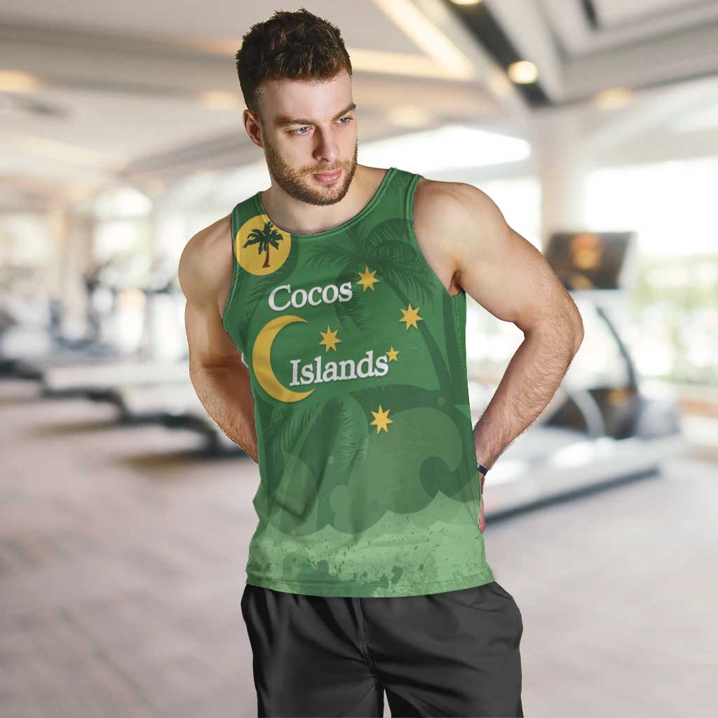 Australia Cocos Keeling Islands Men Tank Top Southern Cross Palm Tree Pattern - Aussie Hoodie