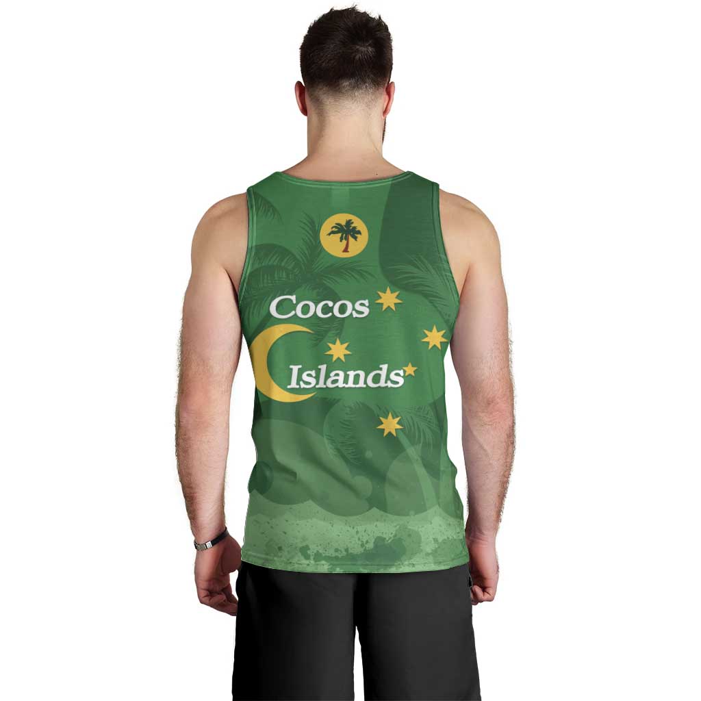 Australia Cocos Keeling Islands Men Tank Top Southern Cross Palm Tree Pattern - Aussie Hoodie