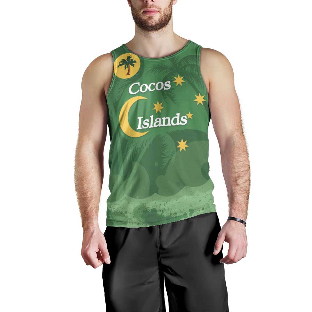 Australia Cocos Keeling Islands Men Tank Top Southern Cross Palm Tree Pattern - Aussie Hoodie