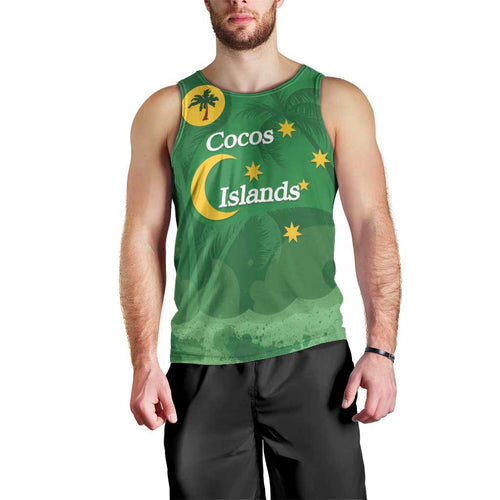 Australia Cocos Keeling Islands Men Tank Top Southern Cross Palm Tree Pattern - Aussie Hoodie