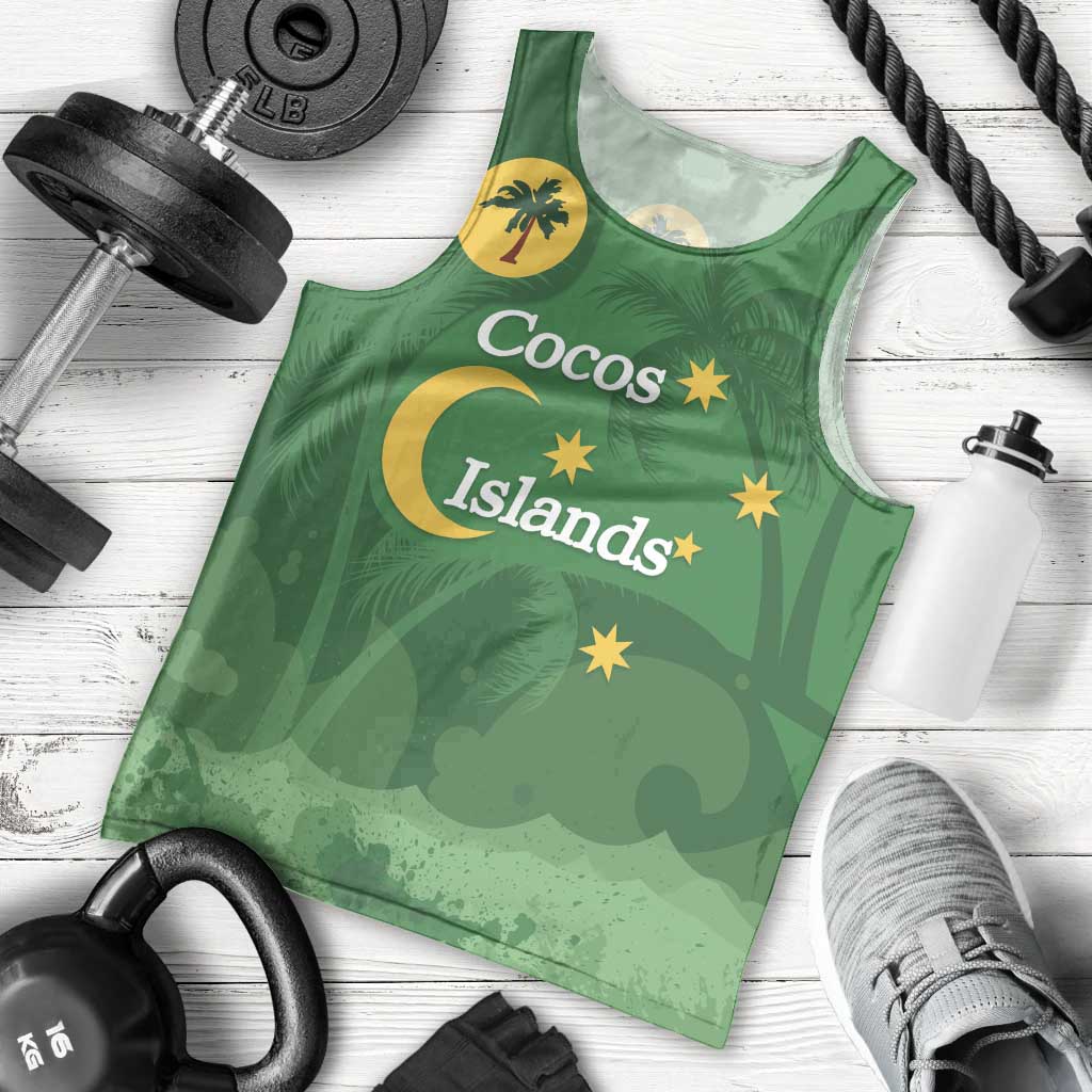 Australia Cocos Keeling Islands Men Tank Top Southern Cross Palm Tree Pattern - Aussie Hoodie