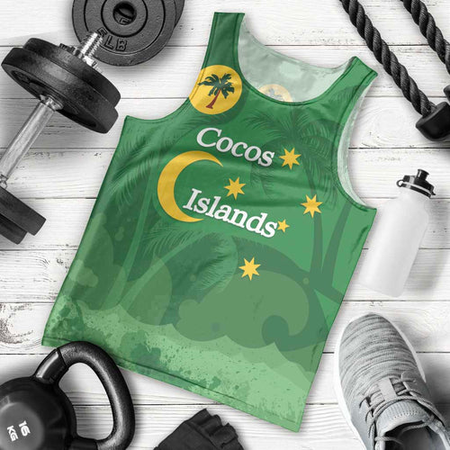 Australia Cocos Keeling Islands Men Tank Top Southern Cross Palm Tree Pattern - Aussie Hoodie
