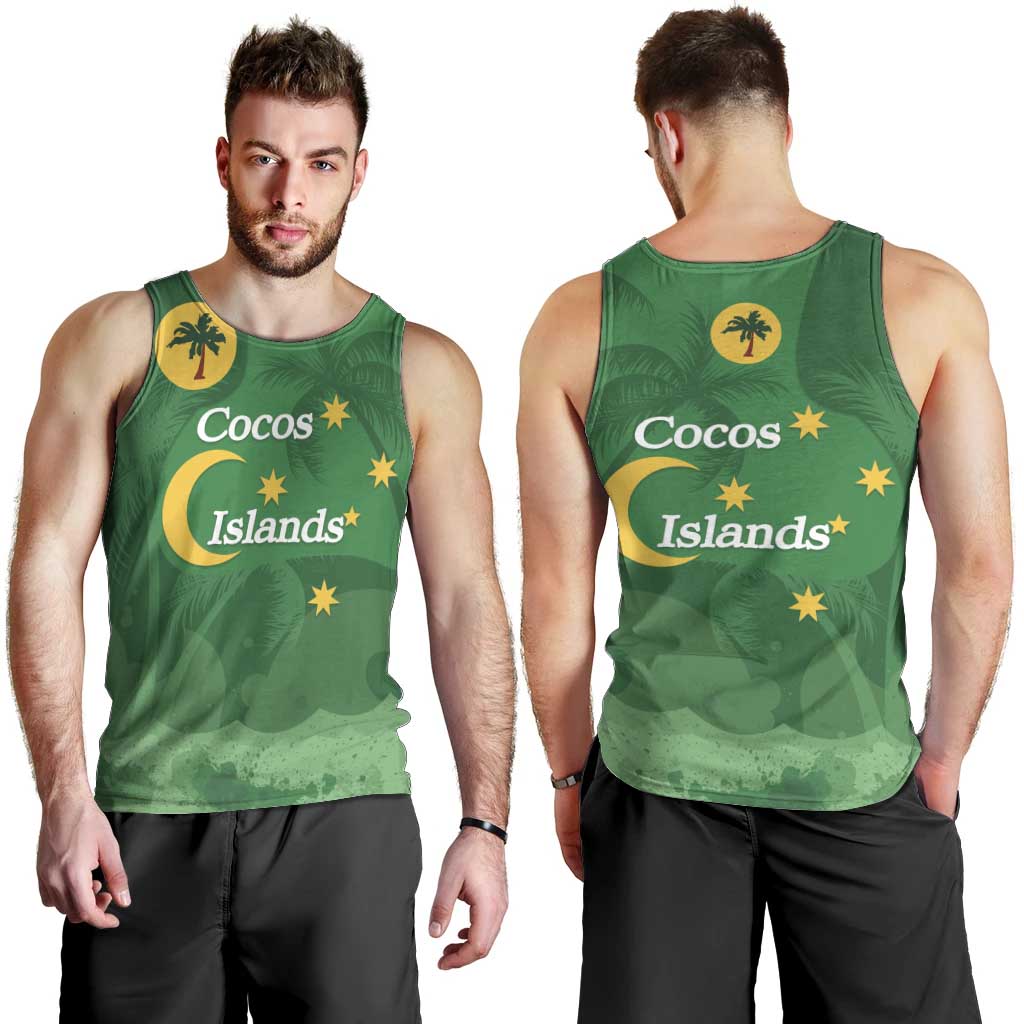 Australia Cocos Keeling Islands Men Tank Top Southern Cross Palm Tree Pattern - Aussie Hoodie
