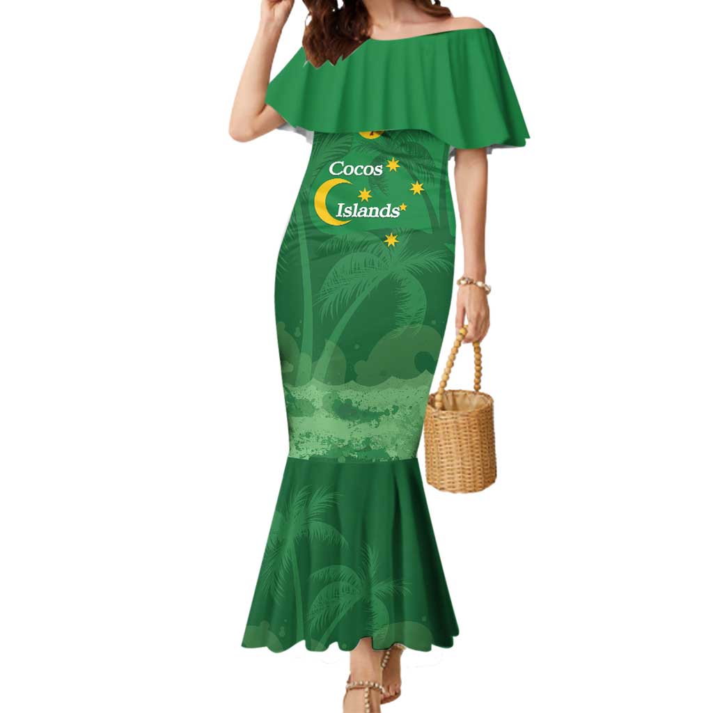 Australia Cocos Keeling Islands Mermaid Dress Southern Cross Palm Tree Pattern - Aussie Hoodie