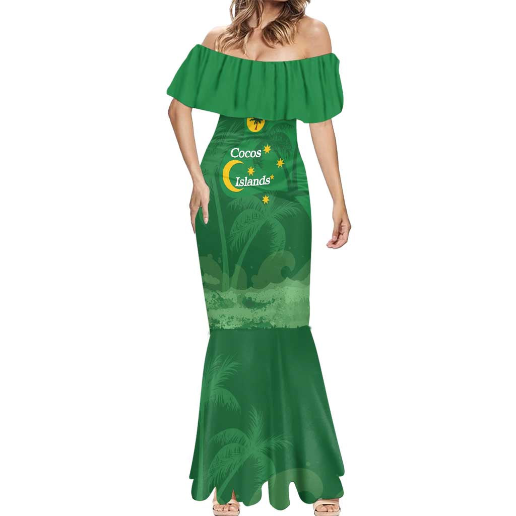 Australia Cocos Keeling Islands Mermaid Dress Southern Cross Palm Tree Pattern - Aussie Hoodie