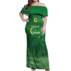 Australia Cocos Keeling Islands Off Shoulder Maxi Dress Southern Cross Palm Tree Pattern - Aussie Hoodie