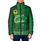 Australia Cocos Keeling Islands Padded Jacket Southern Cross Palm Tree Pattern - Aussie Hoodie