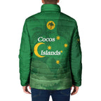 Australia Cocos Keeling Islands Padded Jacket Southern Cross Palm Tree Pattern - Aussie Hoodie
