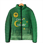 Australia Cocos Keeling Islands Padded Jacket Southern Cross Palm Tree Pattern - Aussie Hoodie