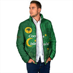 Australia Cocos Keeling Islands Padded Jacket Southern Cross Palm Tree Pattern - Aussie Hoodie