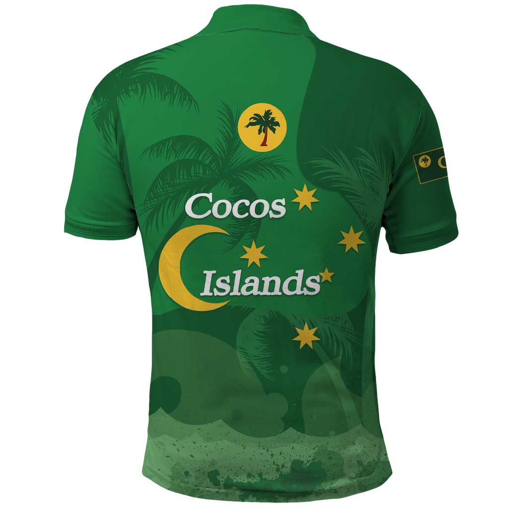 Australia Cocos Keeling Islands Polo Shirt Southern Cross Palm Tree Pattern - Aussie Hoodie