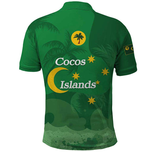 Australia Cocos Keeling Islands Polo Shirt Southern Cross Palm Tree Pattern - Aussie Hoodie