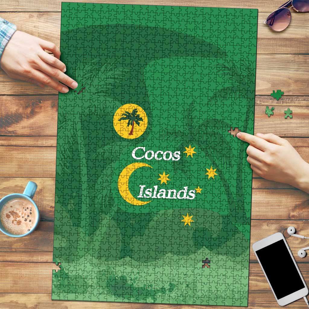 Australia Cocos Keeling Islands Puzzle Southern Cross Palm Tree Pattern - Aussie Hoodie