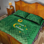 Australia Cocos Keeling Islands Quilt Bed Set Southern Cross Palm Tree Pattern - Aussie Hoodie