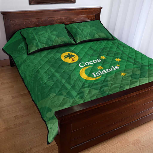 Australia Cocos Keeling Islands Quilt Bed Set Southern Cross Palm Tree Pattern - Aussie Hoodie