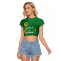 Australia Cocos Keeling Islands Raglan Cropped T Shirt Southern Cross Palm Tree Pattern - Aussie Hoodie