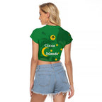 Australia Cocos Keeling Islands Raglan Cropped T Shirt Southern Cross Palm Tree Pattern - Aussie Hoodie