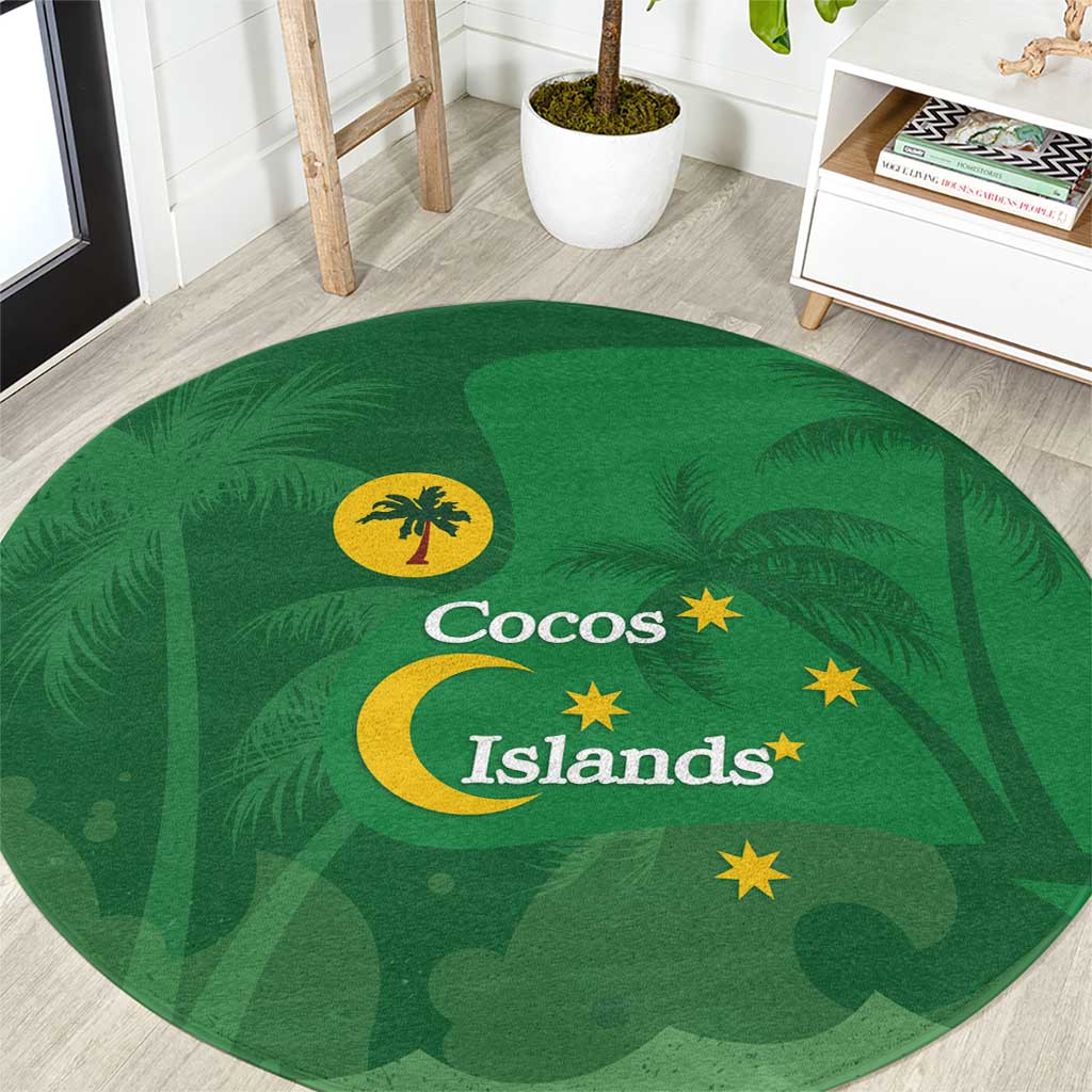 Australia Cocos Keeling Islands Round Carpet Southern Cross Palm Tree Pattern - Aussie Hoodie