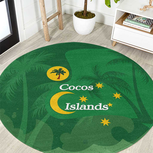 Australia Cocos Keeling Islands Round Carpet Southern Cross Palm Tree Pattern - Aussie Hoodie
