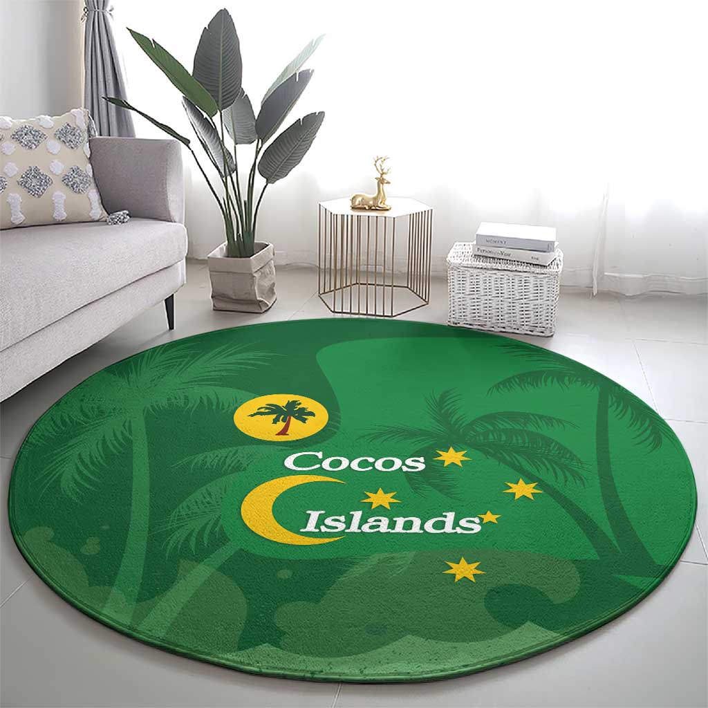 Australia Cocos Keeling Islands Round Carpet Southern Cross Palm Tree Pattern - Aussie Hoodie