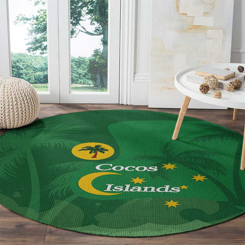 Australia Cocos Keeling Islands Round Carpet Southern Cross Palm Tree Pattern - Aussie Hoodie